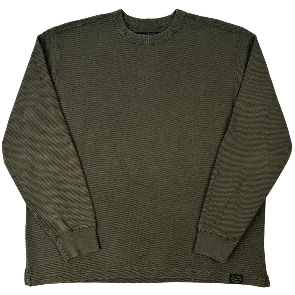 Filson Olive Green Knit Thermal Crewneck Sweater Men's Sz XL